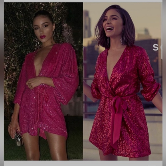 Express | Dresses | Red Sequin Robe Dress X Olivia Culpo | Poshmark